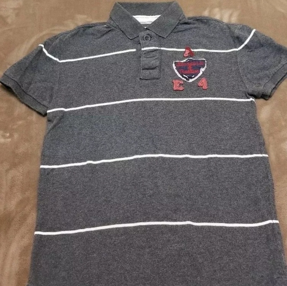 AMERICAN EAGLE MENS COLLAR POLO GREY SZ S